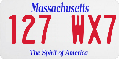 MA license plate 127WX7