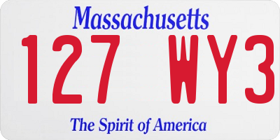 MA license plate 127WY3