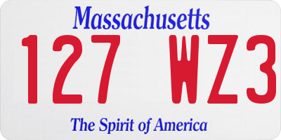 MA license plate 127WZ3