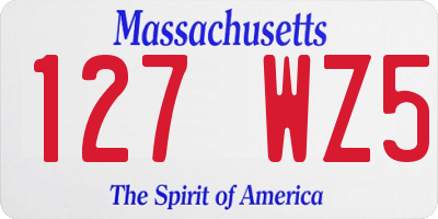MA license plate 127WZ5