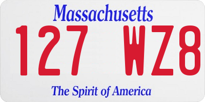 MA license plate 127WZ8