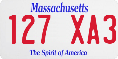 MA license plate 127XA3