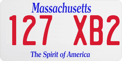 MA license plate 127XB2
