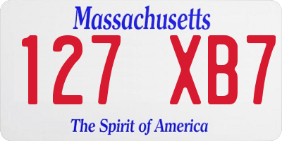 MA license plate 127XB7