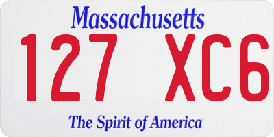 MA license plate 127XC6