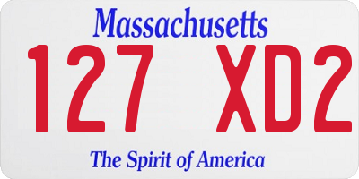 MA license plate 127XD2
