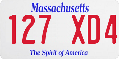 MA license plate 127XD4