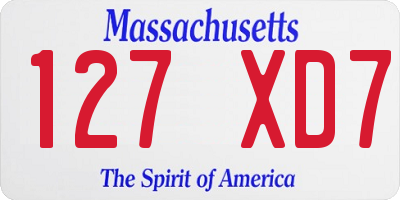 MA license plate 127XD7