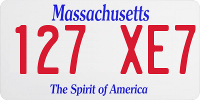 MA license plate 127XE7