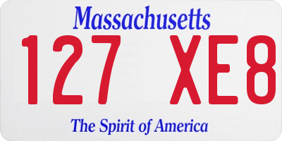 MA license plate 127XE8