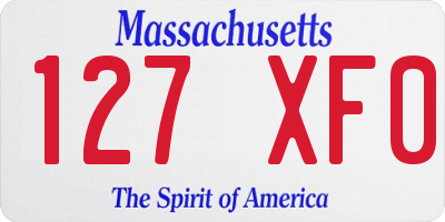 MA license plate 127XF0