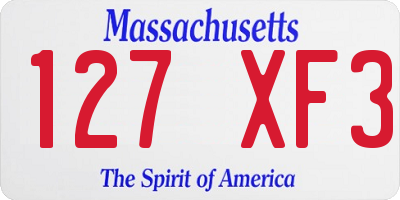 MA license plate 127XF3