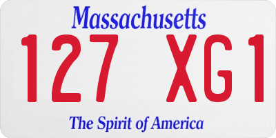MA license plate 127XG1