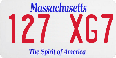 MA license plate 127XG7