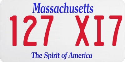 MA license plate 127XI7