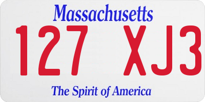 MA license plate 127XJ3