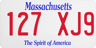 MA license plate 127XJ9