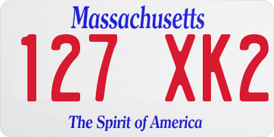 MA license plate 127XK2