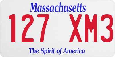 MA license plate 127XM3