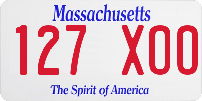 MA license plate 127XO0