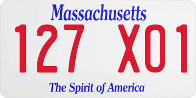 MA license plate 127XO1
