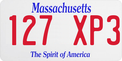 MA license plate 127XP3