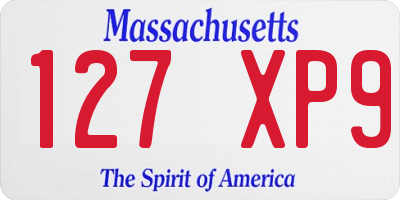 MA license plate 127XP9