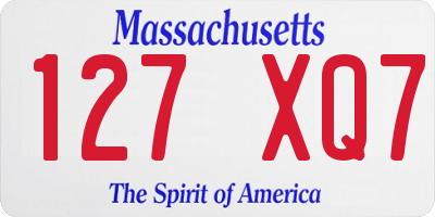 MA license plate 127XQ7