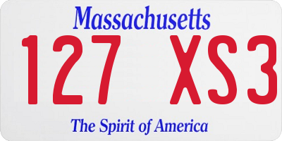 MA license plate 127XS3