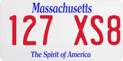 MA license plate 127XS8
