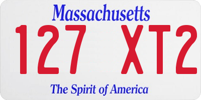 MA license plate 127XT2