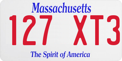 MA license plate 127XT3