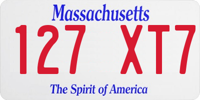 MA license plate 127XT7