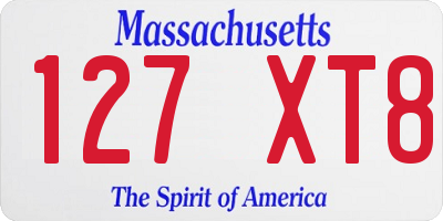 MA license plate 127XT8