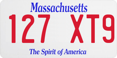 MA license plate 127XT9