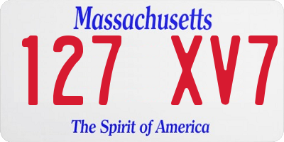 MA license plate 127XV7