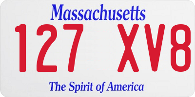 MA license plate 127XV8