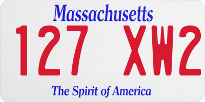 MA license plate 127XW2
