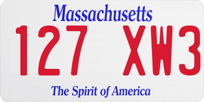 MA license plate 127XW3