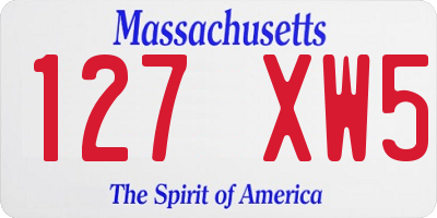 MA license plate 127XW5
