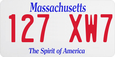 MA license plate 127XW7