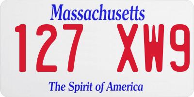 MA license plate 127XW9