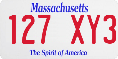 MA license plate 127XY3