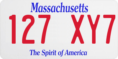 MA license plate 127XY7