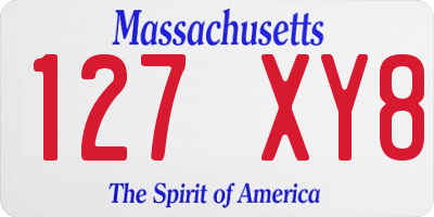 MA license plate 127XY8