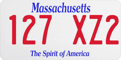 MA license plate 127XZ2