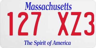 MA license plate 127XZ3