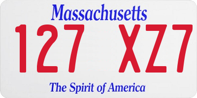 MA license plate 127XZ7