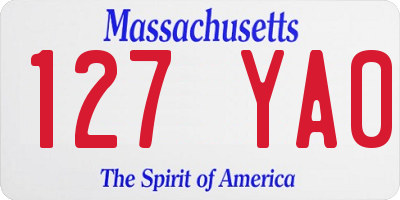 MA license plate 127YA0