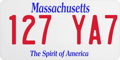 MA license plate 127YA7